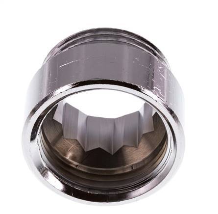 G 1'' F/M Chromium plated Brass Extension DIN 3523 - 15 mm