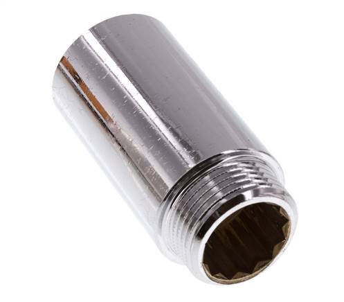 G 1'' F/M Chromium plated Brass Extension DIN 3523 - 65 mm