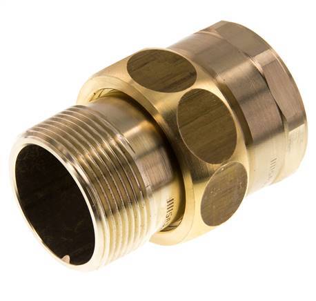 Rp 1 1/2'' x R 1 1/2'' F/M Brass Double Nipple 3-pieces with Flat sealing 16 Bar