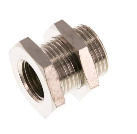 G 1/4'' x G 3/8'' F/M Nickel plated Brass Bulkhead Fitting 16 Bar [2 Pieces]