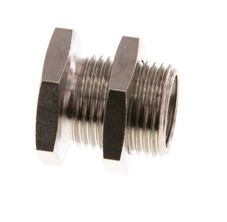 G 1/4'' x G 3/8'' F/M Nickel plated Brass Bulkhead Fitting 16 Bar [2 Pieces]