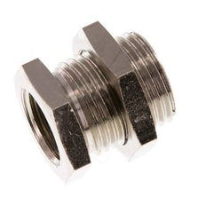 G 3/8'' x G 1/2'' F/M Nickel plated Brass Bulkhead Fitting 16 Bar