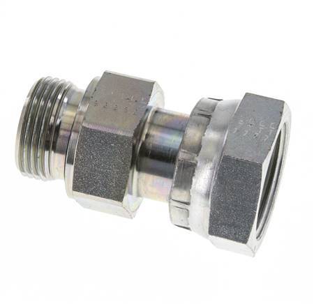 UN 1-7/16''-12 x G 1'' F/M Zinc plated Steel Reducing Adapter ORFS 400 Bar - Hydraulic