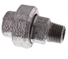 Rp 1/2'' x R 1/2'' F/M Zinc plated Cast iron Double Nipple 3-pieces with Conically sealing 25 Bar