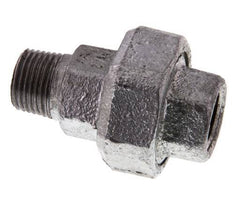 Rp 1/2'' x R 1/2'' F/M Zinc plated Cast iron Double Nipple 3-pieces with Conically sealing 25 Bar