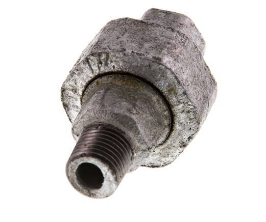Rp 1/4'' x R 1/4'' F/M Zinc plated Cast iron Double Nipple 3-pieces with Conically sealing 25 Bar
