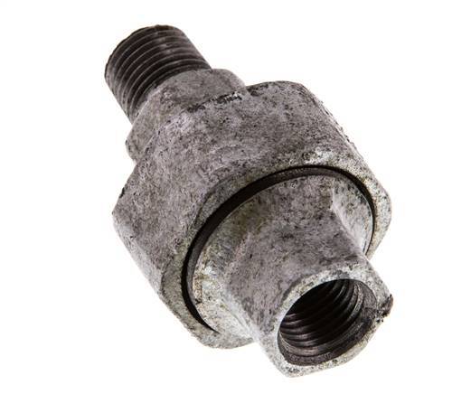 Rp 1/4'' x R 1/4'' F/M Zinc plated Cast iron Double Nipple 3-pieces with Conically sealing 25 Bar