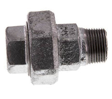 Rp 3/4'' x R 3/4'' F/M Zinc plated Cast iron Double Nipple 3-pieces with Conically sealing 25 Bar