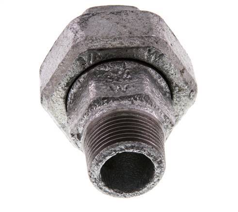 Rp 3/4'' x R 3/4'' F/M Zinc plated Cast iron Double Nipple 3-pieces with Conically sealing 25 Bar