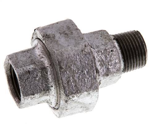 Rp 3/8'' x R 3/8'' F/M Zinc plated Cast iron Double Nipple 3-pieces with Conically sealing 25 Bar