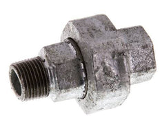 Rp 3/8'' x R 3/8'' F/M Zinc plated Cast iron Double Nipple 3-pieces with Conically sealing 25 Bar