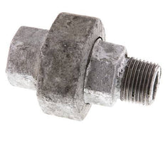 Rp 3/8'' x R 3/8'' F/M Zinc plated Cast iron Double Nipple 3-pieces with Flat sealing 25 Bar