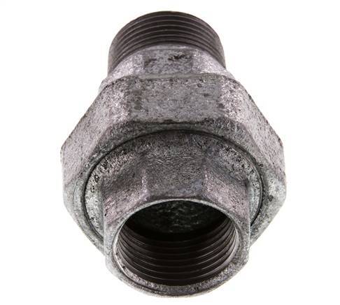 Rp 1'' x R 1'' F/M Zinc plated Cast iron Double Nipple 3-pieces with Conically sealing 25 Bar