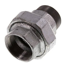 Rp 1 1/2'' x R 1 1/2'' F/M Zinc plated Cast iron Double Nipple 3-pieces with Flat sealing 25 Bar