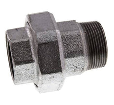 Rp 1 1/2'' x R 1 1/2'' F/M Zinc plated Cast iron Double Nipple 3-pieces with Flat sealing 25 Bar