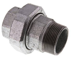 Rp 1 1/2'' x R 1 1/2'' F/M Zinc plated Cast iron Double Nipple 3-pieces with Flat sealing 25 Bar