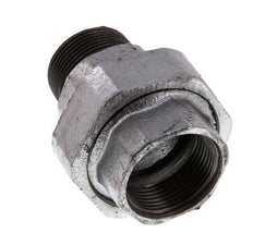 Rp 1 1/4'' x R 1 1/4'' F/M Zinc plated Cast iron Double Nipple 3-pieces with Flat sealing 25 Bar