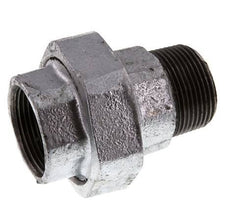 Rp 1 1/4'' x R 1 1/4'' F/M Zinc plated Cast iron Double Nipple 3-pieces with Flat sealing 25 Bar