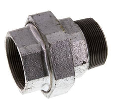 Rp 2'' x R 2'' F/M Zinc plated Cast iron Double Nipple 3-pieces with Flat sealing 25 Bar