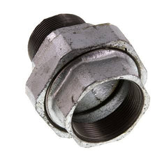 Rp 2'' x R 2'' F/M Zinc plated Cast iron Double Nipple 3-pieces with Flat sealing 25 Bar