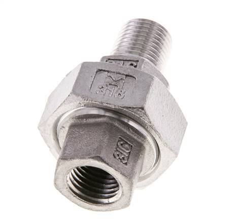 1/4'' NPT x 1/4'' NPT F/M Stainless steel Double Nipple 3-pieces with Conically sealing 16 Bar
