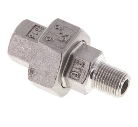 1/8'' NPT x 1/8'' NPT F/M Stainless steel Double Nipple 3-pieces with Conically sealing 16 Bar