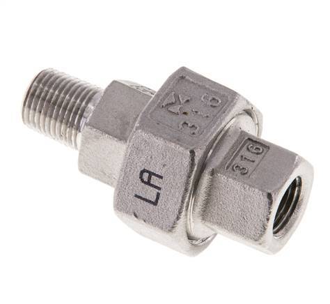 1/8'' NPT x 1/8'' NPT F/M Stainless steel Double Nipple 3-pieces with Conically sealing 16 Bar