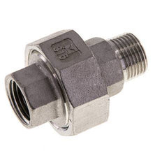 3/8'' NPT x 3/8'' NPT F/M Stainless steel Double Nipple 3-pieces with Conically sealing 16 Bar
