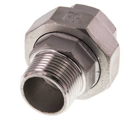 1'' NPT x 1'' NPT F/M Stainless steel Double Nipple 3-pieces with Conically sealing 16 Bar
