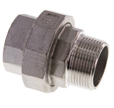 1 1/4'' NPT x 1 1/4'' NPT F/M Stainless steel Double Nipple 3-pieces with Conically sealing 16 Bar