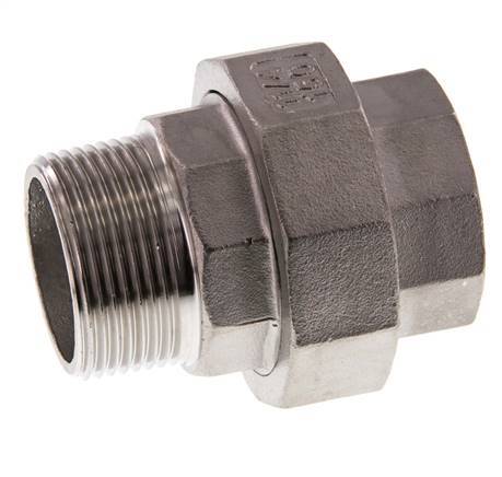 Rp 1 1/4'' x R 1 1/4'' F/M Stainless steel Double Nipple 3-pieces with Conically sealing 16 Bar