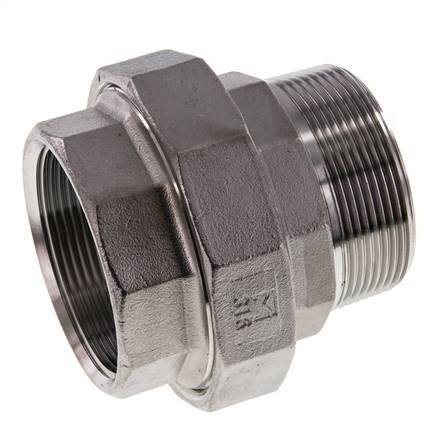 2'' NPT x 2'' NPT F/M Stainless steel Double Nipple 3-pieces with Conically sealing 16 Bar