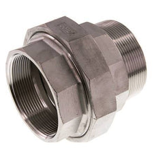 Rp 2 1/2'' x R 2 1/2'' F/M Stainless steel Double Nipple 3-pieces with Conically sealing 16 Bar