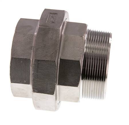 Rp 2 1/2'' x R 2 1/2'' F/M Stainless steel Double Nipple 3-pieces with Conically sealing 16 Bar