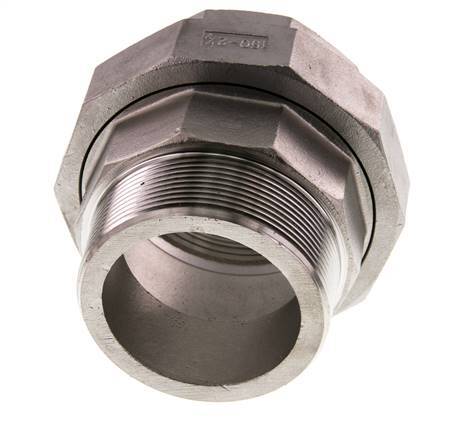 Rp 2 1/2'' x R 2 1/2'' F/M Stainless steel Double Nipple 3-pieces with Conically sealing 16 Bar