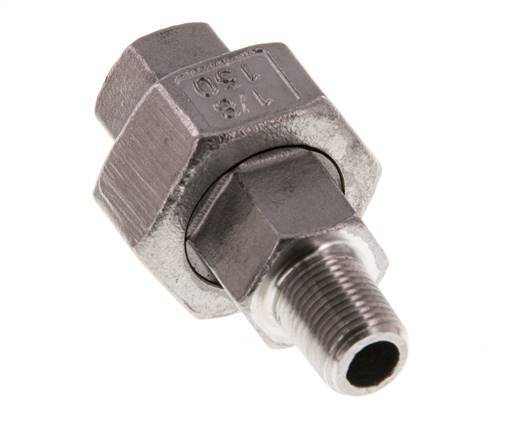 Rp 1/8'' x R 1/8'' F/M Stainless steel Double Nipple 3-pieces with Flat sealing 16 Bar