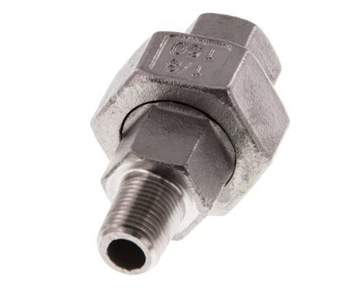 Rp 1/8'' x R 1/8'' F/M Stainless steel Double Nipple 3-pieces with Flat sealing 16 Bar