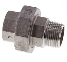 Rp 3/4'' x R 3/4'' F/M Stainless steel Double Nipple 3-pieces with Flat sealing 16 Bar