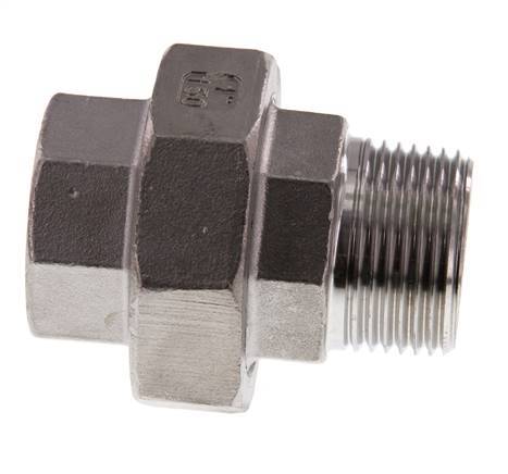 Rp 1'' x R 1'' F/M Stainless steel Double Nipple 3-pieces with Flat sealing 16 Bar