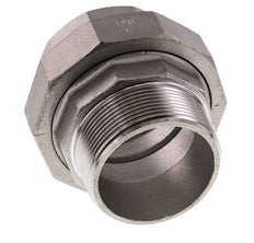 Rp 2'' x R 2'' F/M Stainless steel Double Nipple 3-pieces with Flat sealing 16 Bar