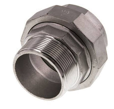 Rp 2'' x R 2'' F/M Stainless steel Double Nipple 3-pieces with Flat sealing 16 Bar
