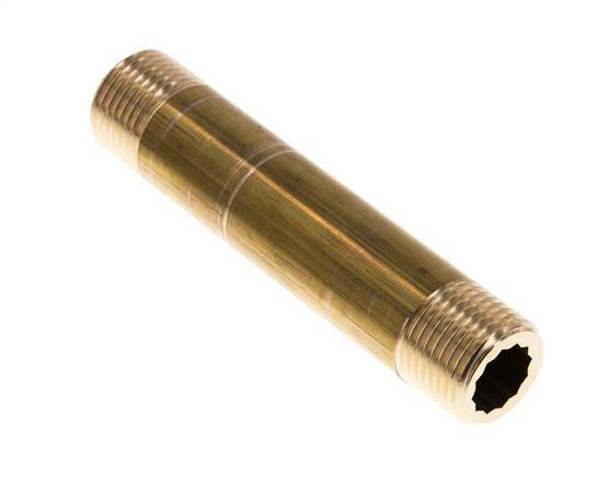 G 1/2'' Brass Double Pipe Nipple 16 Bar DIN 2982 - 100mm
