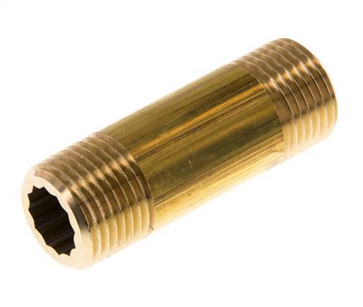 G 1/2'' Brass Double Pipe Nipple 16 Bar DIN 2982 - 60mm