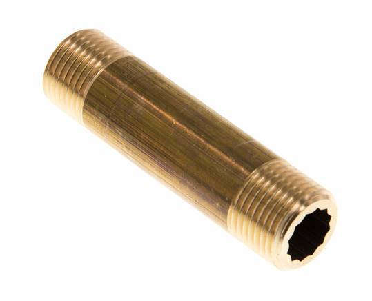 G 1/2'' Brass Double Pipe Nipple 16 Bar DIN 2982 - 80mm