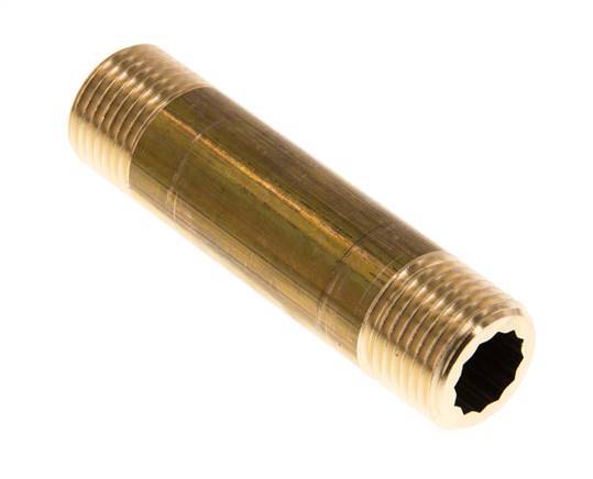 G 1/2'' Brass Double Pipe Nipple 16 Bar DIN 2982 - 80mm