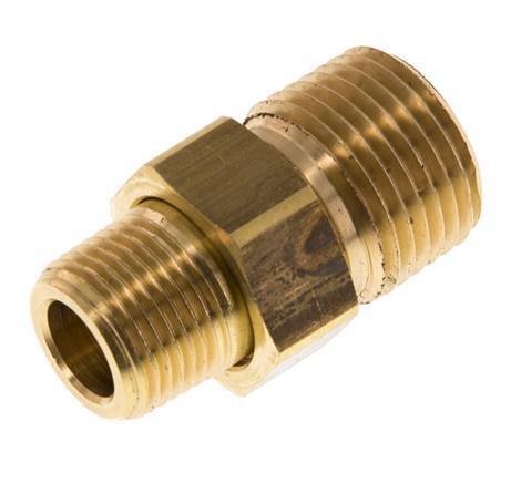 R 1/2'' x R 3/8'' Brass Double Nipple 3-pieces with Conically sealing 16 Bar