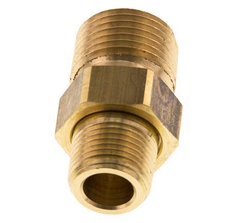R 1/2'' x R 3/8'' Brass Double Nipple 3-pieces with Conically sealing 16 Bar
