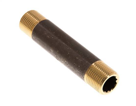 G 3/8'' Brass Double Pipe Nipple 16 Bar DIN 2982 - 80mm