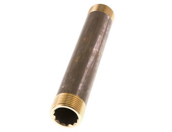 G 1'' Brass Double Pipe Nipple 16 Bar DIN 2982 - 180mm