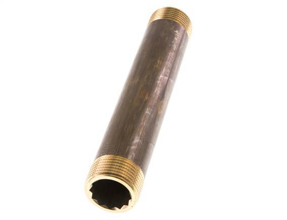 G 1'' Brass Double Pipe Nipple 16 Bar DIN 2982 - 180mm